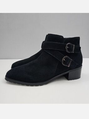 Blondo Sway Ankle Boot Womens 10 Black Suede Waterproof Low Heel Fall Winter NEW